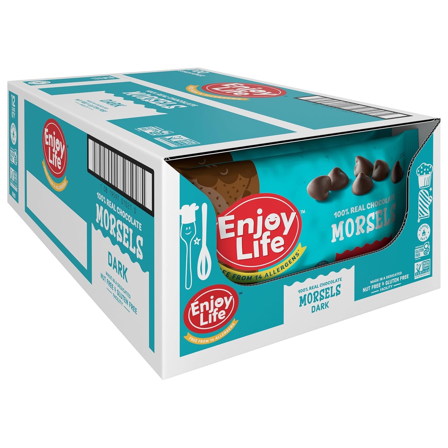 Enjoy Life Baking Dark Chocolate Morsels, Dairy Free Chocolate Chips, Soy Free, Nut Free, Non GMO, Gluten Free, Vegan Chocolate 