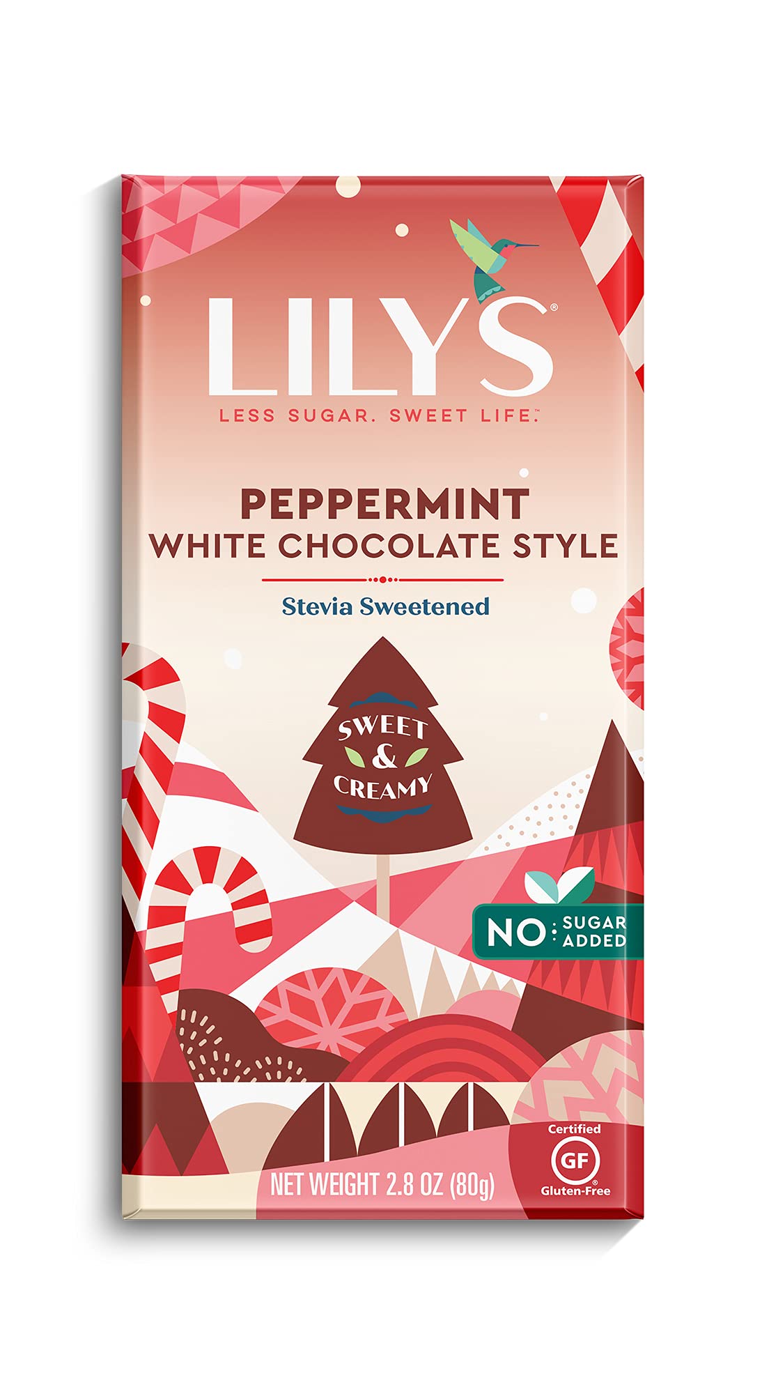 Lily's Peppermint White Chocolate Style Bar, Low-Carb & Keto-Friendly, 2.8 oz (Pack of 4), Gluten-Free, No Added Sugar