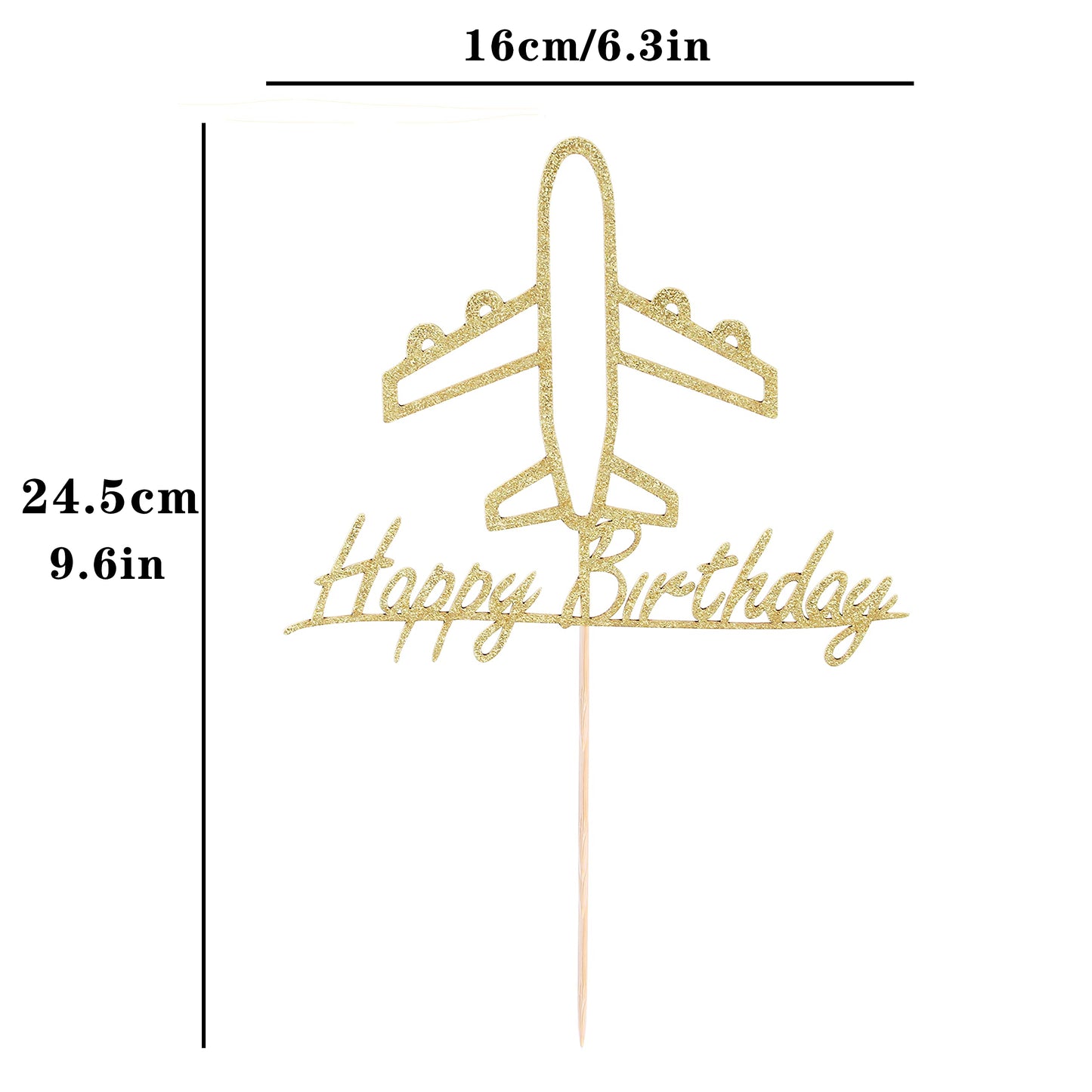 AHAORAY Air  Cake Topper - Gold Glitter Eco-Friendly Cardboard Decoration for Birthday Parties and Photo Booths