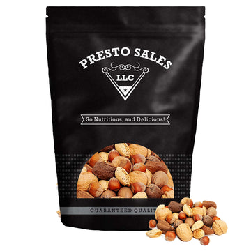 Presto Sales Mixed Nuts In Shell, Raw & Fresh, 16 oz Resealable Pouch, High Protein Nut Mix