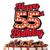 Happy 55th Birthday Cake Topper Fluorescent Flashing Night Out Hen Movie Nightclub Theme Decor Supplies Woman Man Happy Birthday