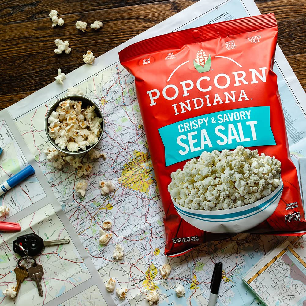 Popcorn Indiana Sea Salt Popcorn - Family Count - 4.75 Oz (Pack Of 12)