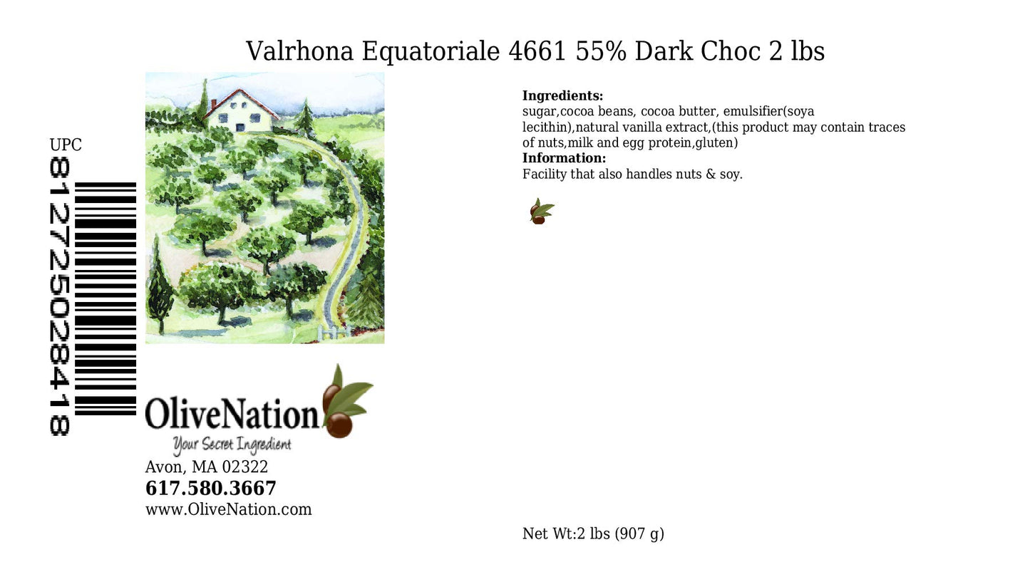 Valrhona Equatoriale 4661 55% Dark Semi Sweet Chocolate Callets From Olivenation - 2 Pounds
