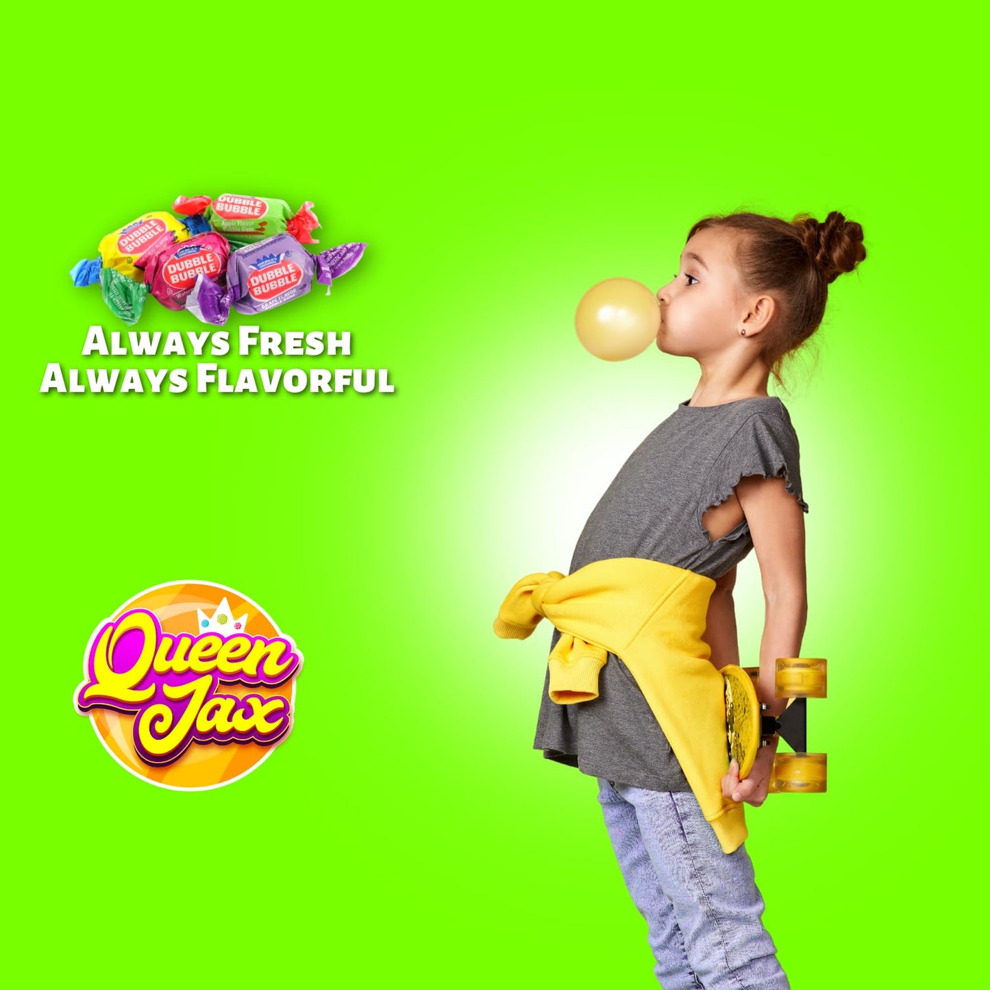 Dubble Bubble Gum - 4 Flavor - Bubble Gum Bulk - 2 Lb Bag - Double Bubble Bubble Gum - Individually Wrapped Gumballs- Apple Gum,