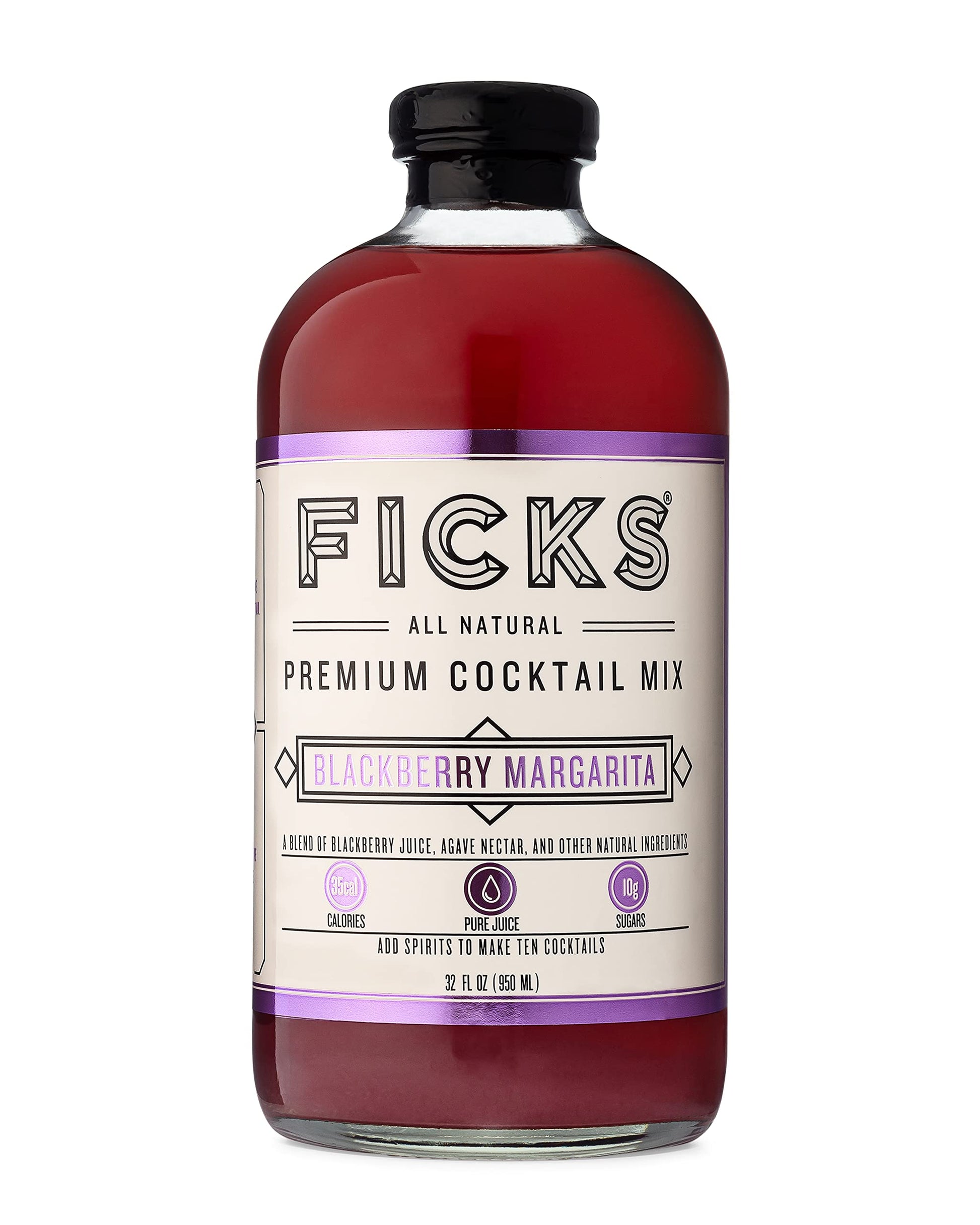 Ficks Premium Cocktail Mix - Blackberry Margarita - 6 Pack - 32 oz Each
