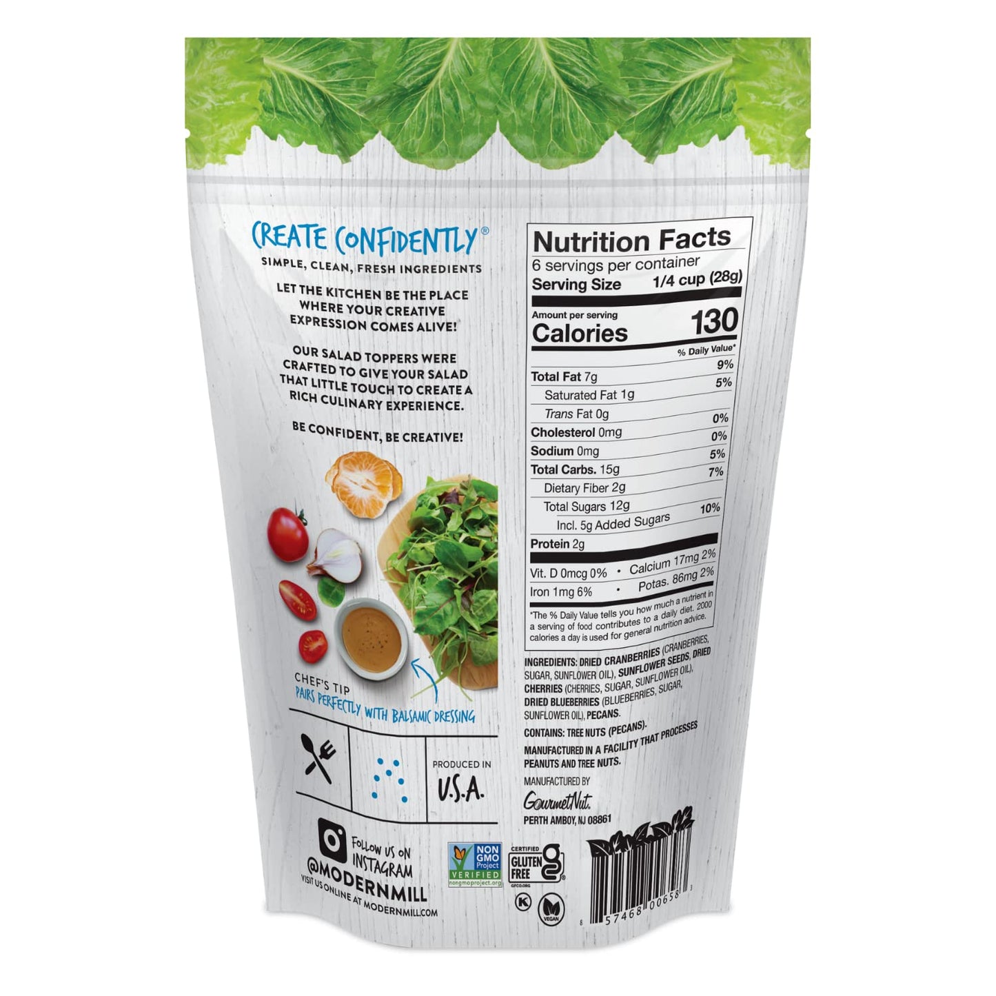 Modern Mill Summer Symphony Mixed Salad Topper By gourmet Nut - Dried cranberriesBlueberriesPecanscherries & Sunflower Seeds - g