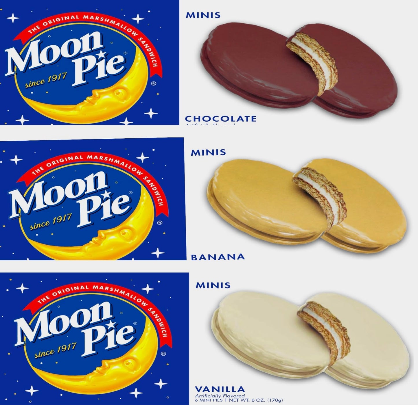 Mini Marshmallow Sandwich Cookies - 72 Count (12 Boxes, 6 Each) - All 6 Flavors - Individually Wrapped - Bulk Snacks for Office,