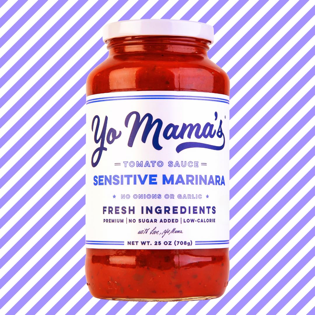 Yo Mamas Foods Sensitive Marinara Pasta Sauce, No Sugar Added, Low Carb, Gluten Free, 3 Pack (25 oz each)