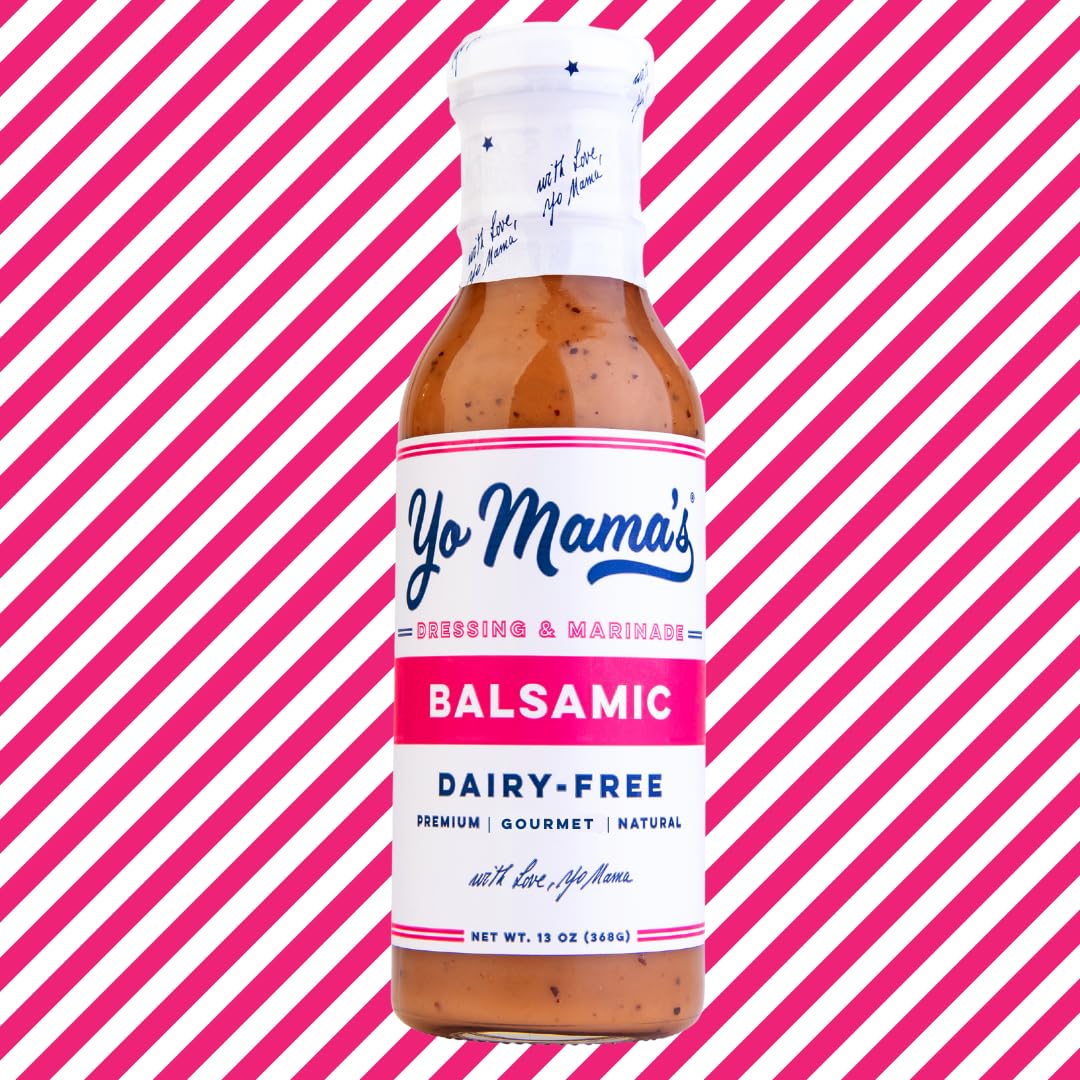 Gourmet Natural Balsamic Vinaigrette Dressing And Marinade By Yo Mamas Foods - Pack Of (4) - Low Carb, Low Sodium, And Gluten-Fr