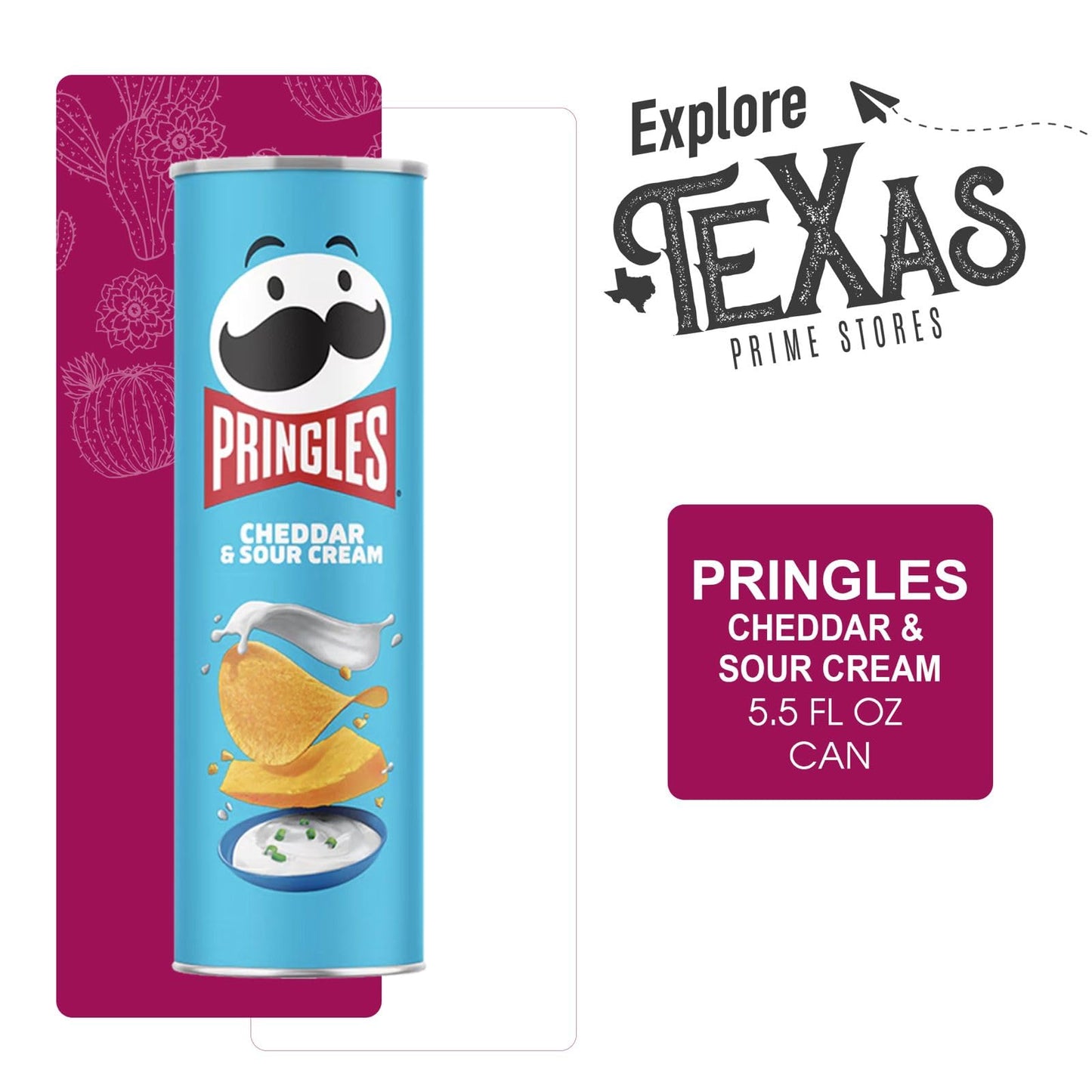 Pringles 12- Count Of Cheddar Sour Cream Potato Crisps Chips, On-The-Go Lunch Snack 5.5 Oz Can + 1 Freebie By Unique Outlet