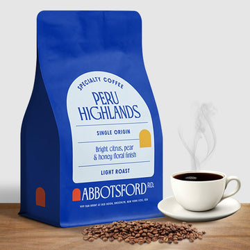Peru Highlands Flavored Whole Bean Coffee, Light Roast Coffee Beans with Bright Citrus, Pear, and Honey Floral Finish, Single Or