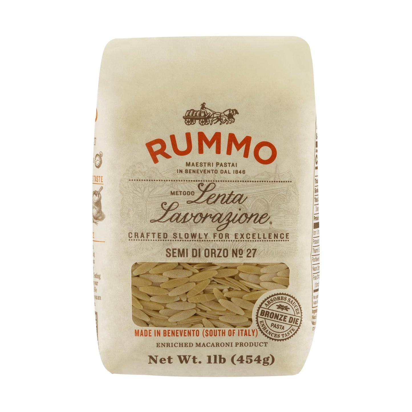 Rummo Semi Di Orzo Pasta N.27 - Orzo Pasta Noodles  Dry Pasta  Durum Wheat Orzo  Small Pasta  Imported from Italy - 16 Ounce (Pack of 1)