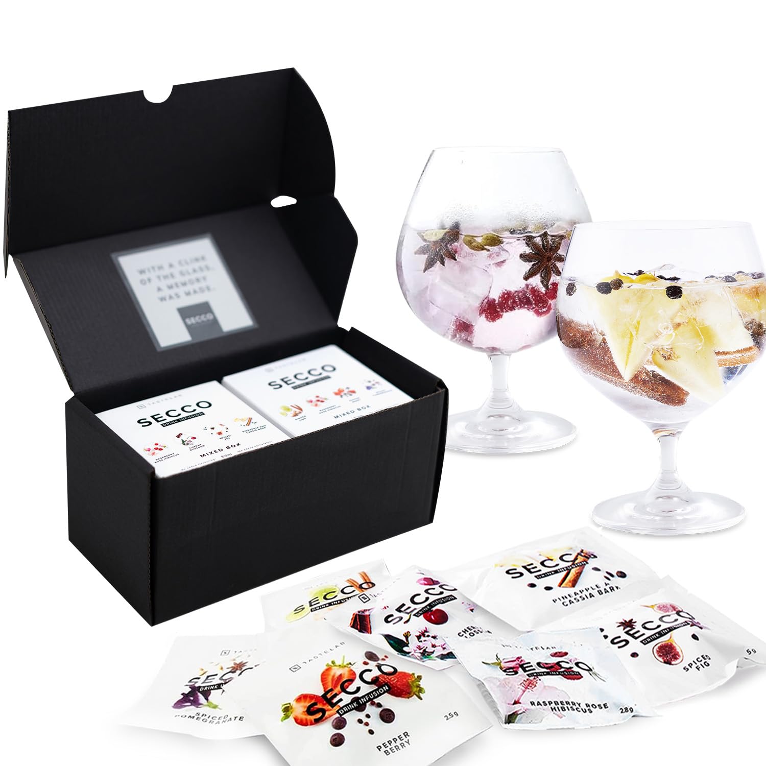 TASTELAB Seccos Ultimate Gift Set - 16 Drink Infusion Packets with Fruits & Spices for Cocktails & Mocktails