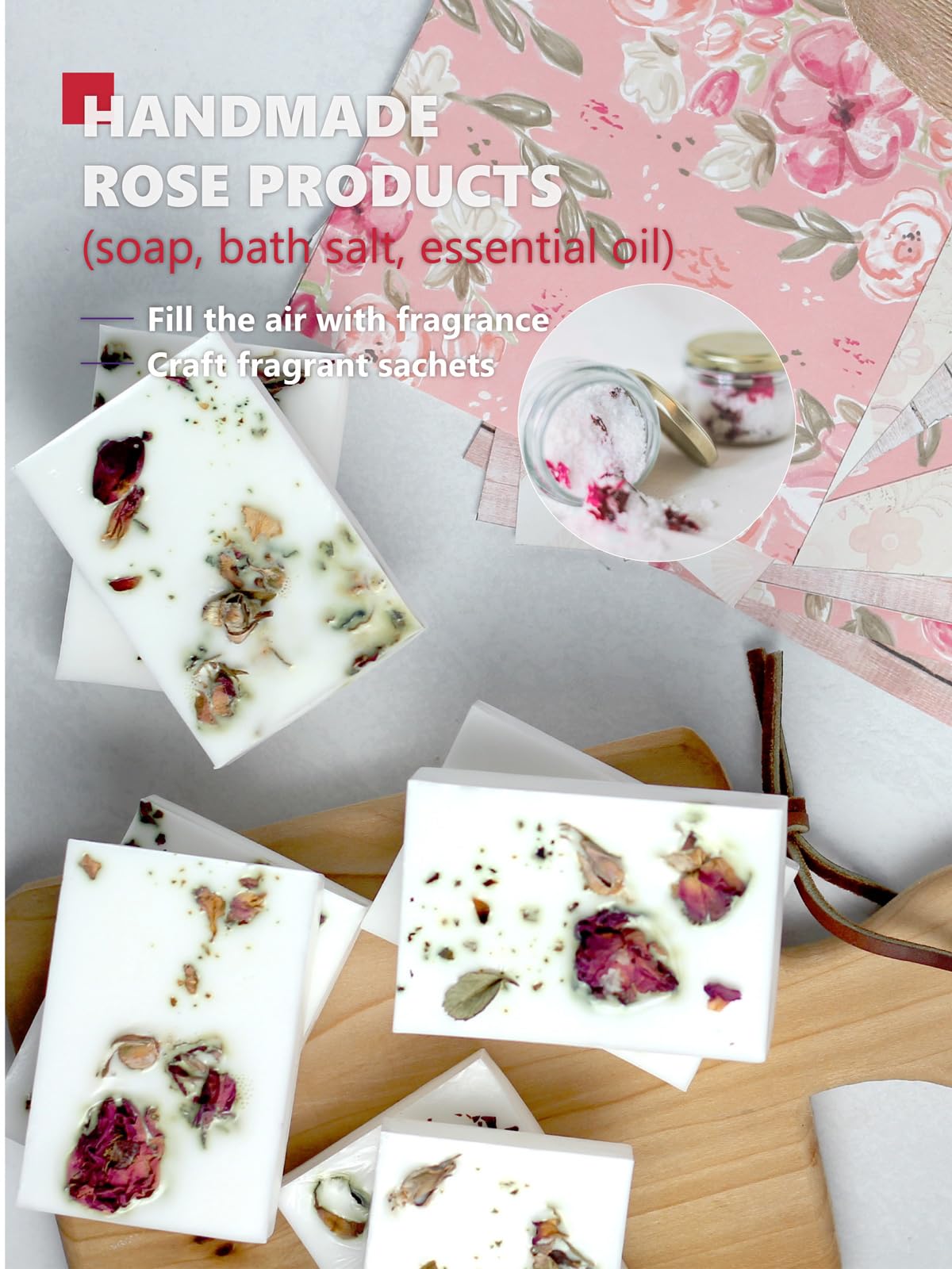 TeeLux Rose Petals Tea, Premium Dried Rose Flowers for Drinks & Baking, Caffeine Free, 2.82oz