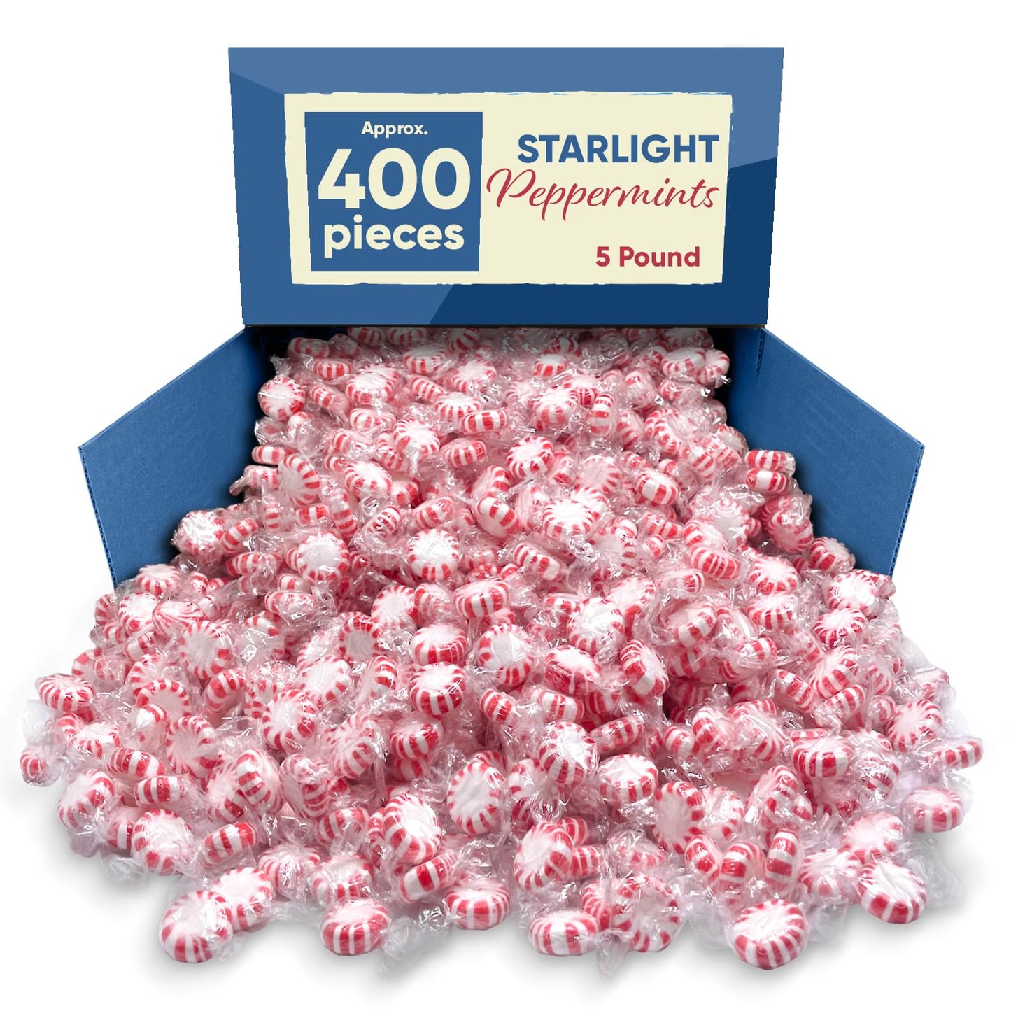 Starlight Peppermint Bulk Candy - 5 Pounds Approx 400 Pieces - Bulk Candy Individually Wrapped - Hard Candy - Mints Bulk - Chris