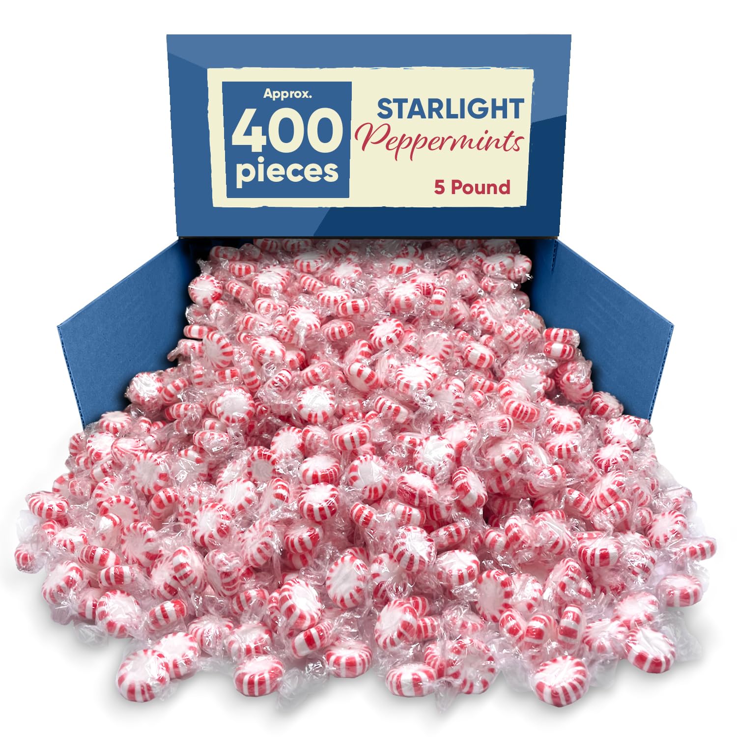 Starlight Peppermint Bulk Candy - 5 Pounds Approx 400 Pieces - Bulk Candy Individually Wrapped - Hard Candy - Mints Bulk - Chris