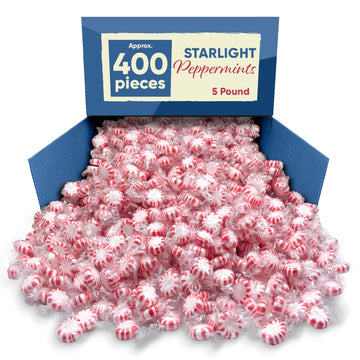 Starlight Peppermint Bulk Candy - 5 Pounds Approx 400 Pieces - Bulk Candy Individually Wrapped - Hard Candy - Mints Bulk - Chris