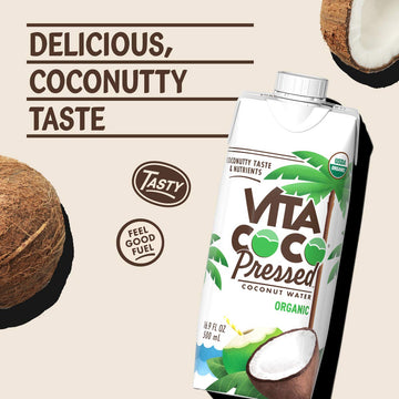 Vita Coco Organic Coconut Water, Pressed, More ''Coconutty'' Flavor, Natural Electrolytes, Vital Nutrients, 16.9 Fl Oz (Pack of
