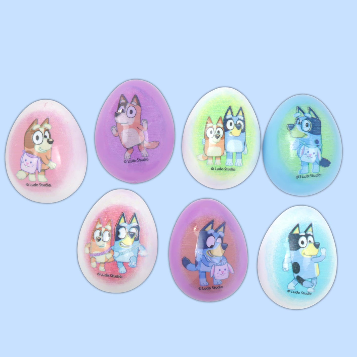 Galerie Bluey Themed Plastic Easter Eggs, Red Hard Candy Pouches Inside, Great For Egg Hunts, 2.47 Ounces