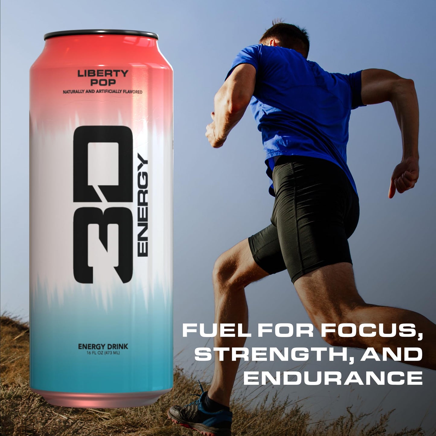 3D Energy Drink - Sugar Free  200mg Caffeine  Pre Workout  Taurine  L-Carnitine  Lightly Carbonated  16oz Cans  12 Pack - Liberty Pop
