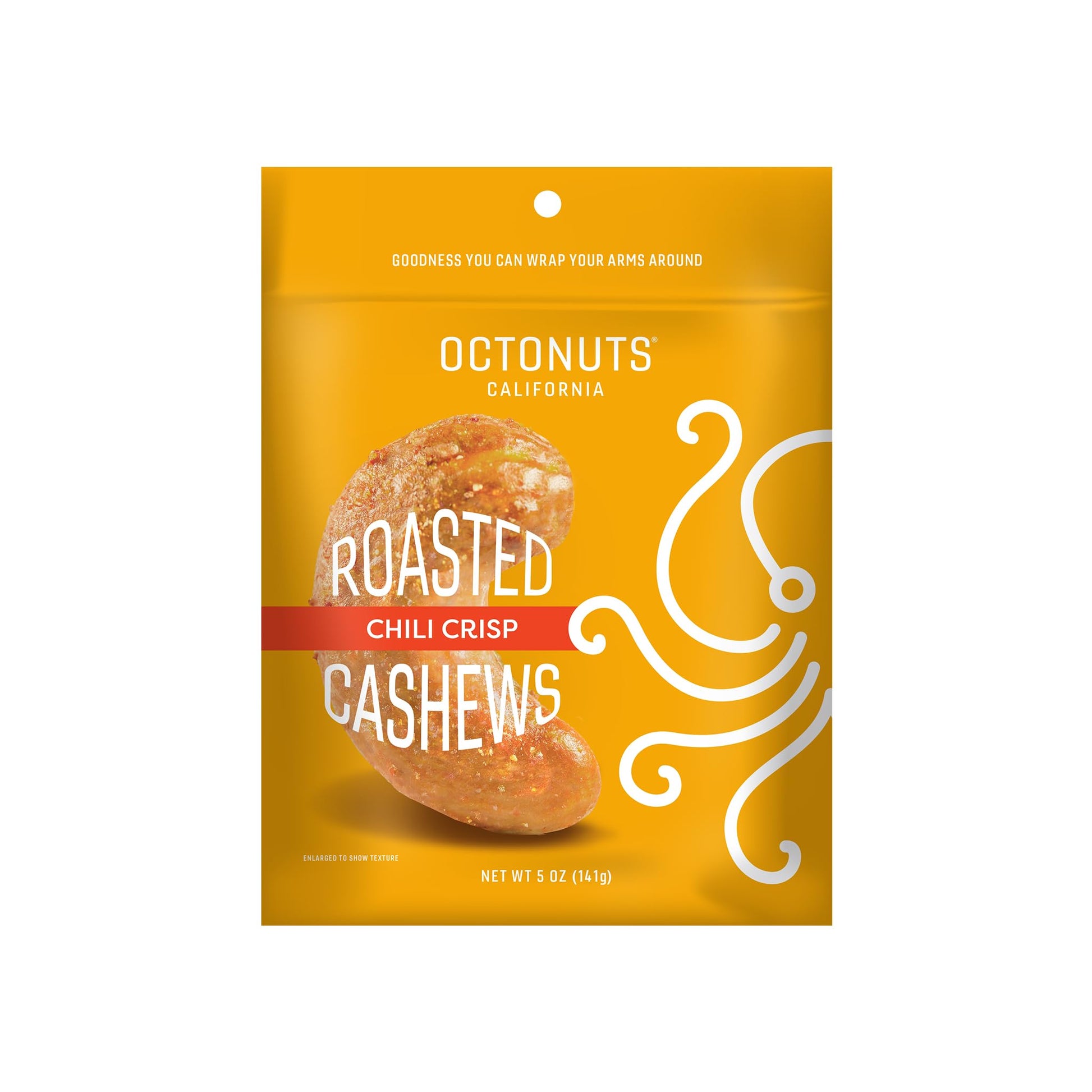 Octonuts Chili Crisp Cashews - Roasted in Almond Oil (5oz) Bold Chili and Garlic Crunch - Plant Based Protein Snack - Healthy, V