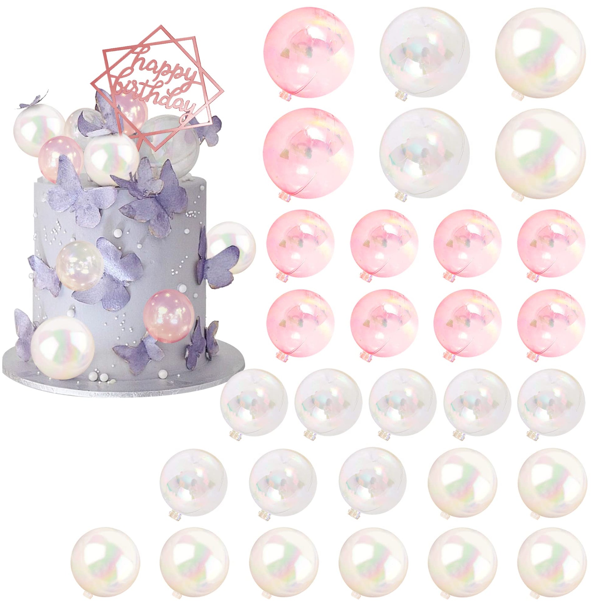 31 PcS Mini colorful Balls cake Topper DIY cake Insert Topper Artificial Dried Flowers cake Decorations for Wedding Anniversary