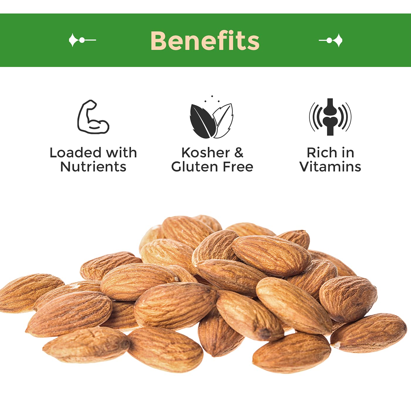 Sincerely Nuts Natural Raw Whole Almonds, Unsalted, No Shell Healthy Low Sodium Snack Plant Protein Kosher, Vegan, Gluten Free B