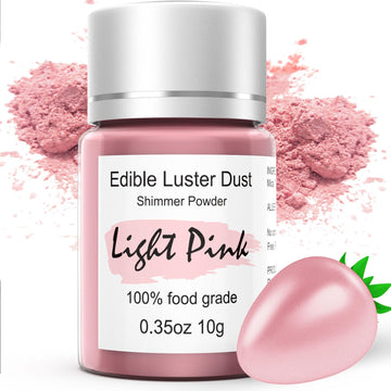 Edible Pink Luster Dust For Cake Decorating - 0.35Oz Colaele Gold Shimmering Edible Glitter Dust For Chocolates, Metallic Food C