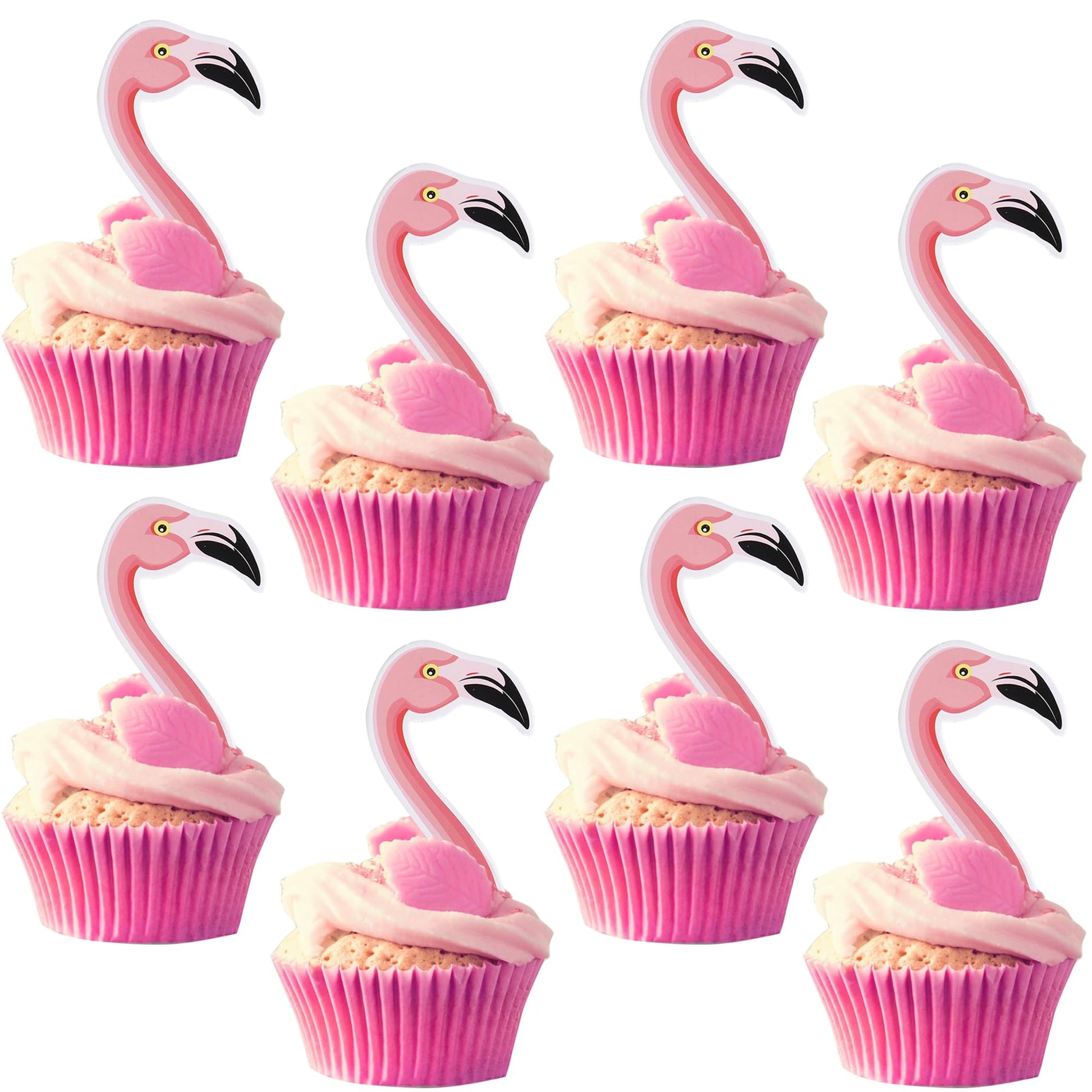 Rsstarxi Flamingo Cupcake Toppers - 40 Pack, Tropical Aloha Summer Design, Paper, 2.6 x 5.3 inches, Ideal for Luau Party Decorations
