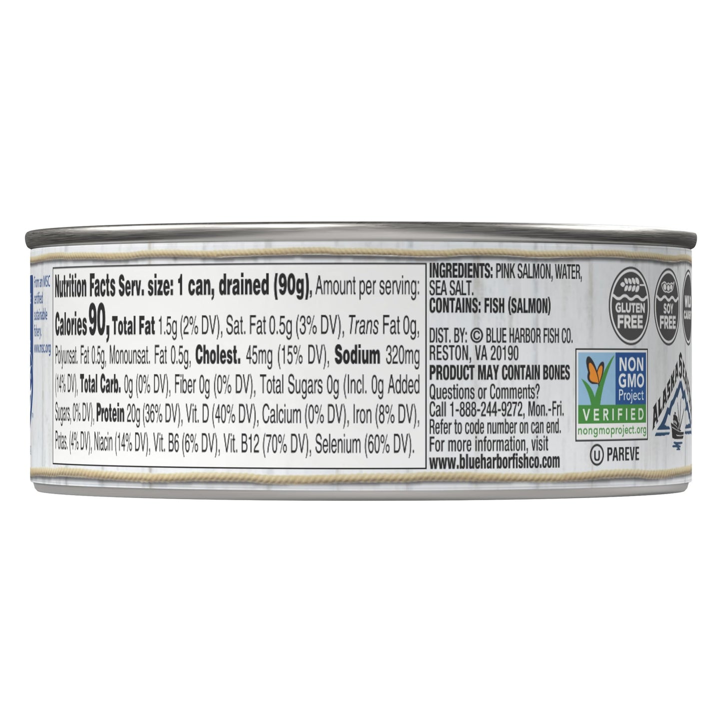 Blue Harbor Fish Co. Wild Pink Salmon In Water With Sea Salt - 5 Oz Can (Pack Of 12)