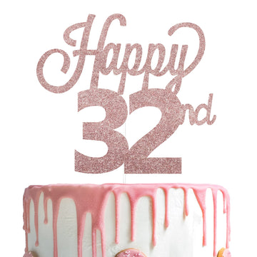Lingteer Happy 32Nd Birthday Cake Topper - Cheers To 32Nd Birthday 32 Years Old Birthday Party Cake Decorations Sign.