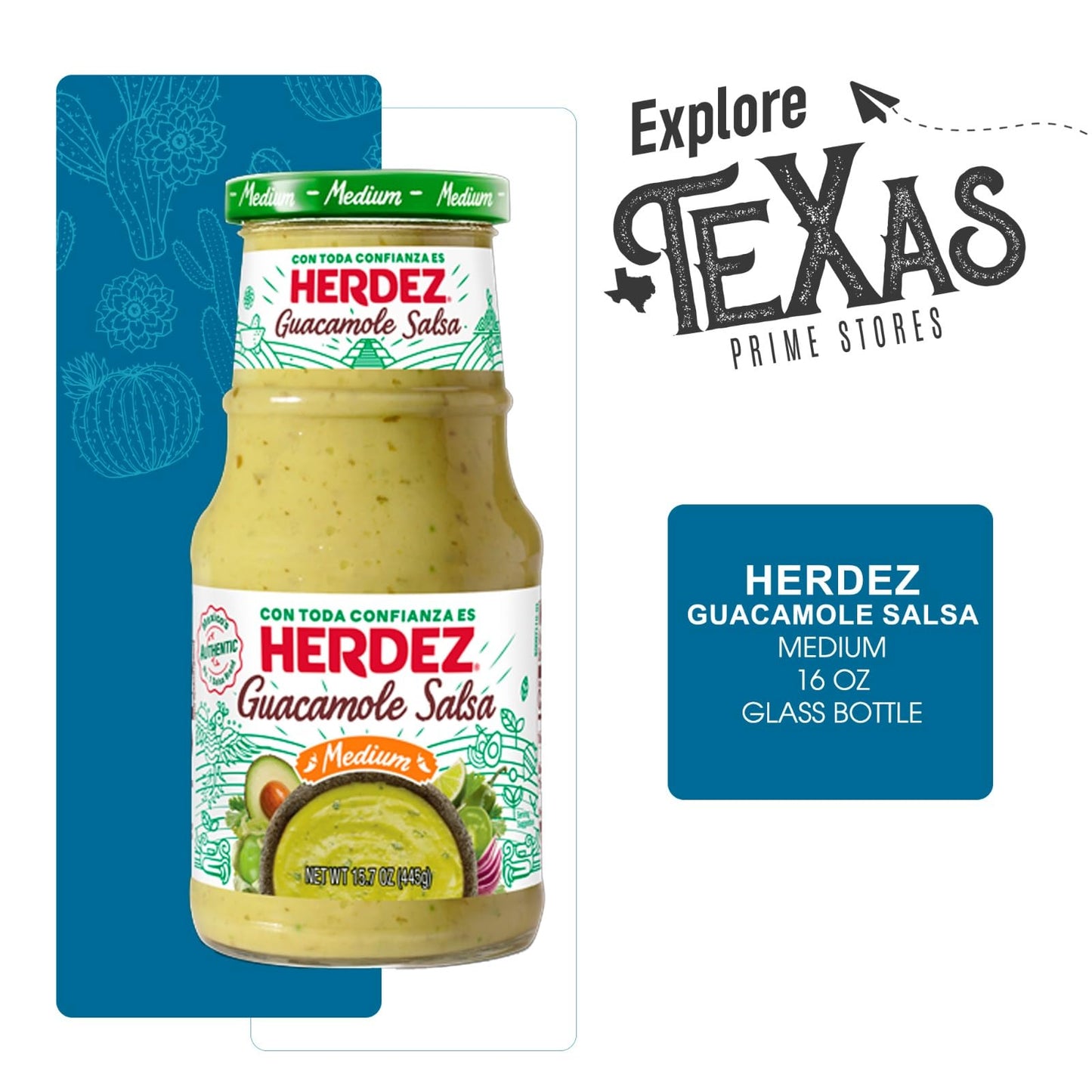 Herdez - Lavinia Essentials Bundle: 4-Pack of Salsa Guacamole Medium 16oz Glass Bottle + 1 Utility Prop
