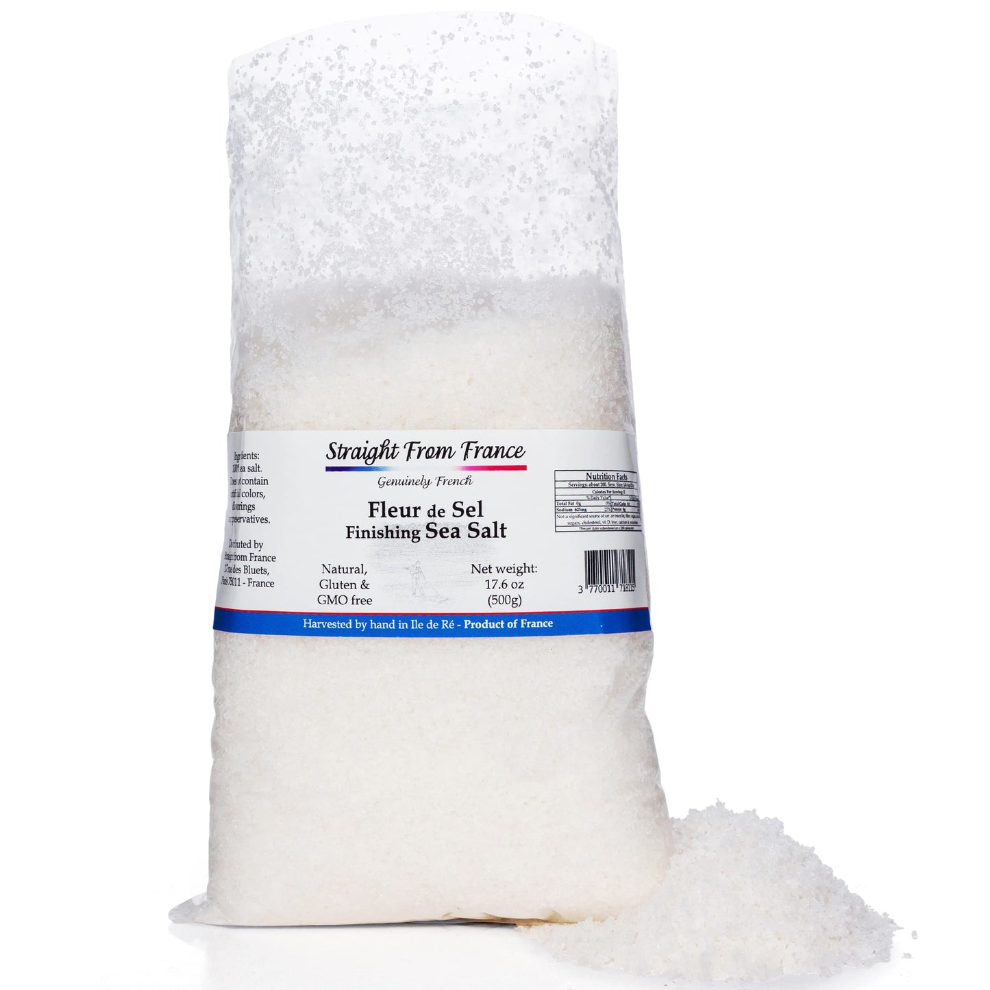 Straight from France Fleur De Sel French Sea Salt Finishing Salt, 17.6oz (1.1 lb) - Gourmet Cooking Essential