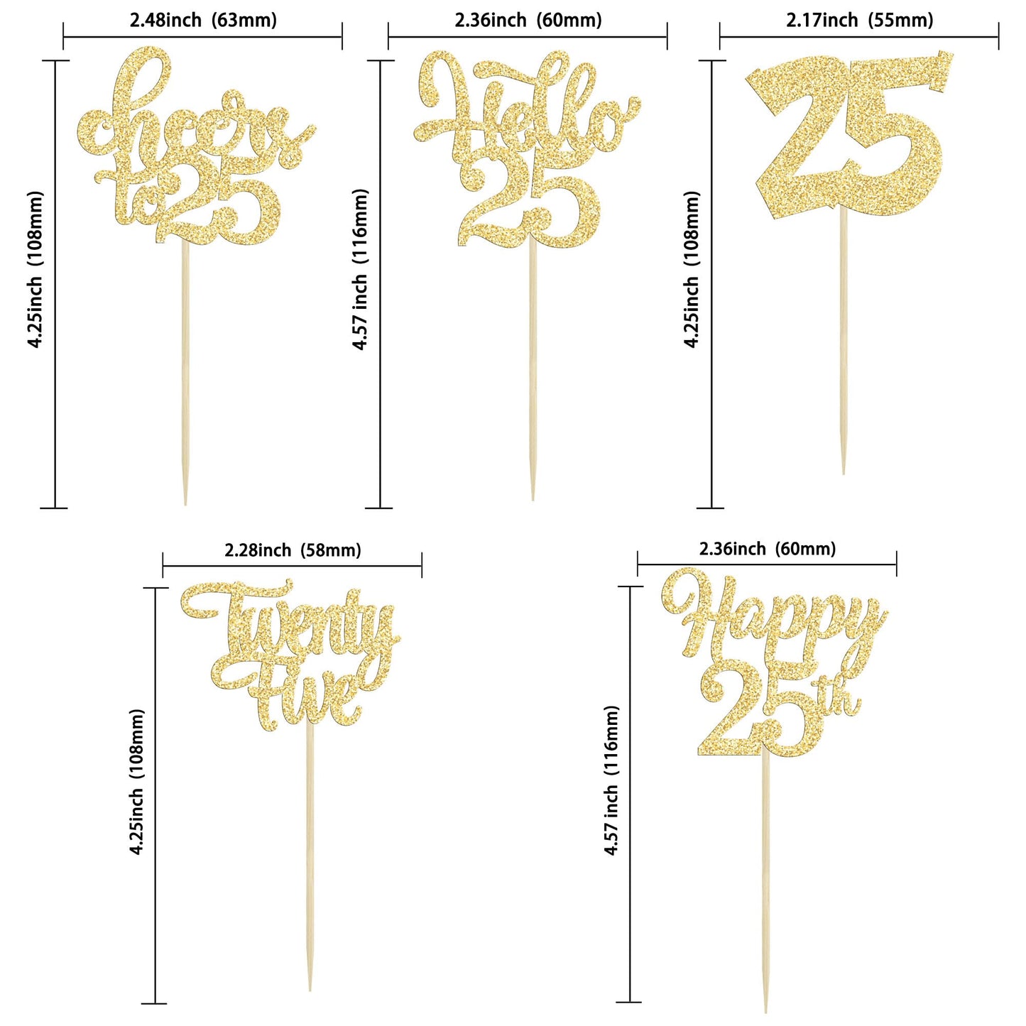 30Pcs 25Th Birthday Cupcake Toppers Twenty Five Legal 25Th Cupcake Picks Cheers To 25 Years Old Cake Decorations For 25Th Birthd