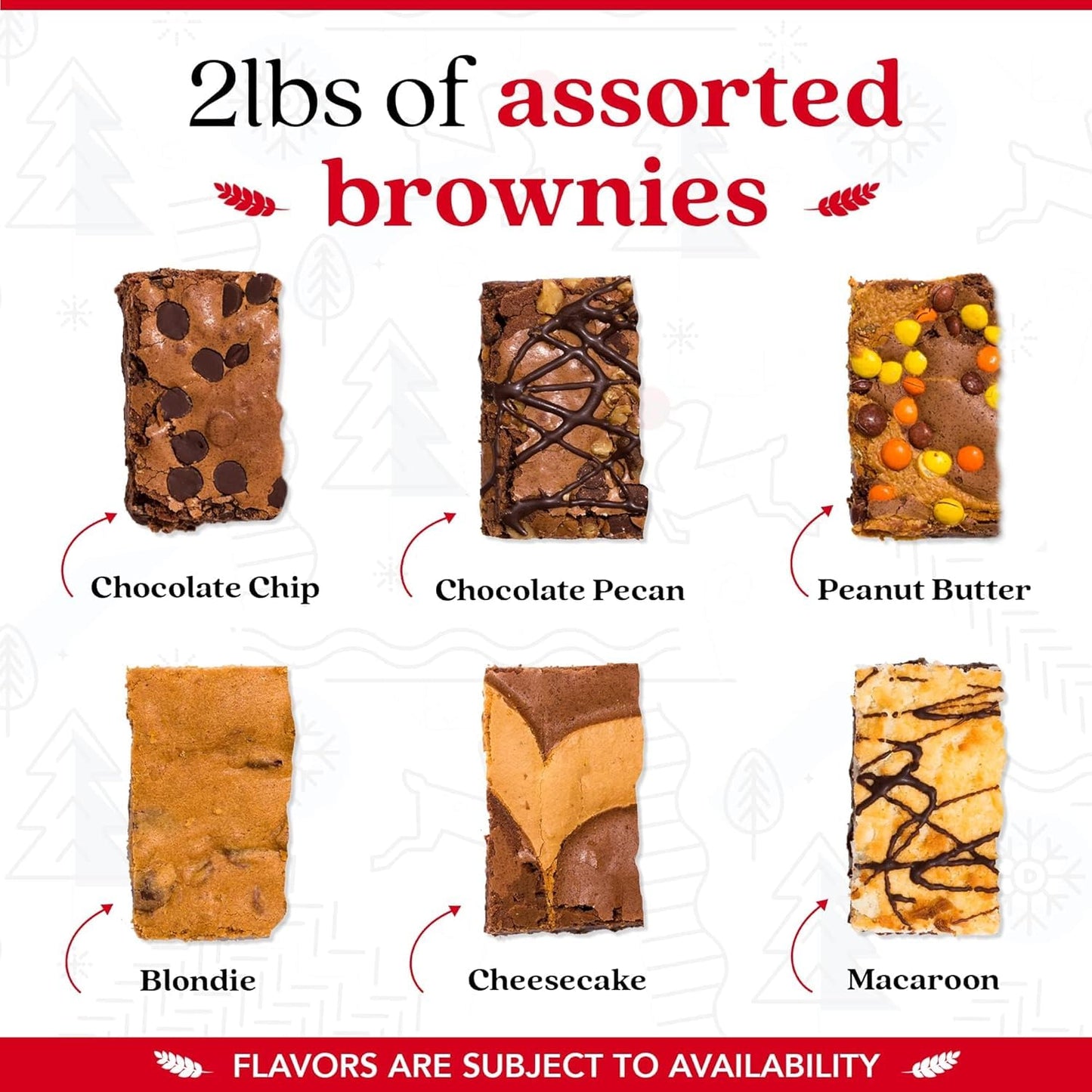 Davids Cookies Assorted Brownies in Merry Christmas Tin | Delicious Fresh Baked Gourmet Chocolate Fudge Slices Comes in Mery Ch