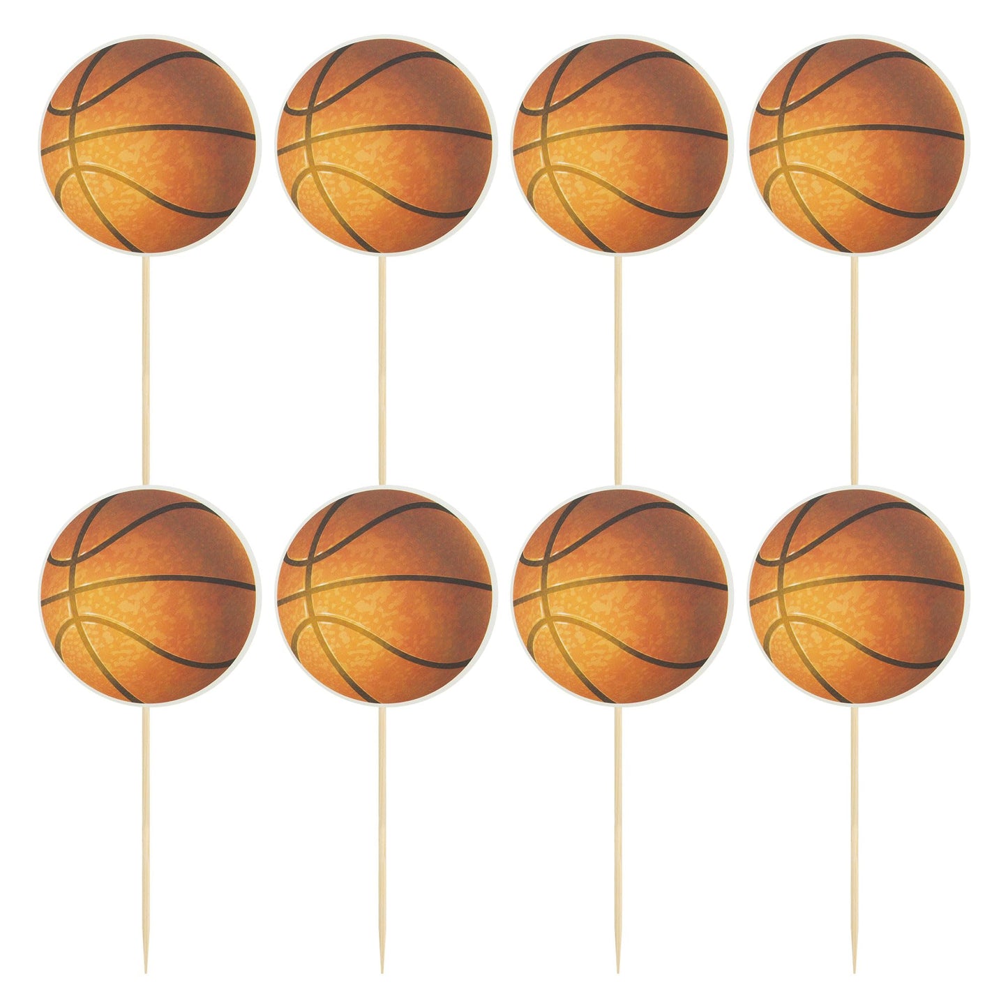 24Pcs Basketball Cupcake Toppers Star Sports Ball Cupcake Picks Baby Shower Basketball Sports Players Theme Birthday Party Cake