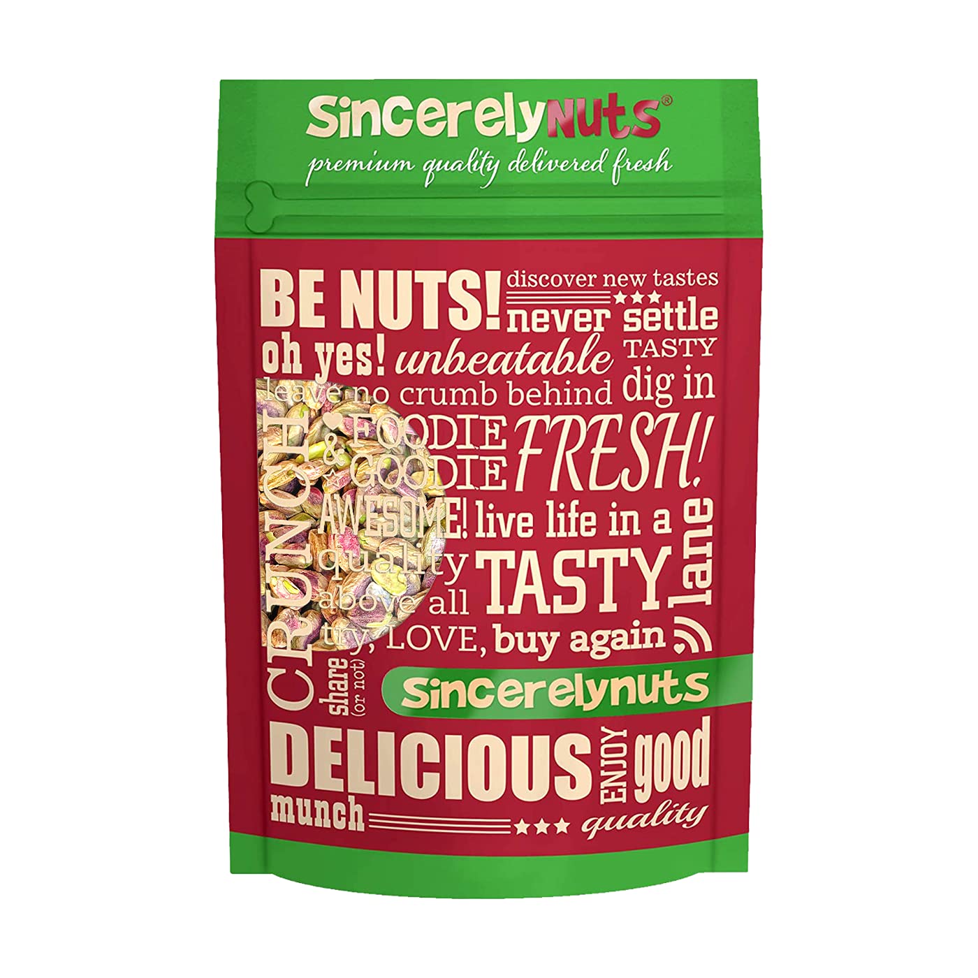Sincerely Nuts Roasted and Salted Pistachios Shelled Healthy Snack 1 LB Bag Vegan Gluten Free