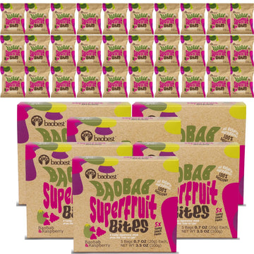 Baobest Superfruit Bites - Baobab Chews Raspberry Snack Pack - Vegan, Gluten Free, Preservative Free, Palm Oil Free, High Vitami