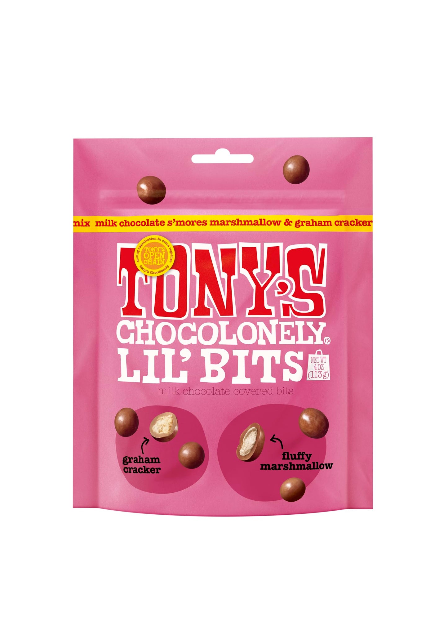 Tonys Chocolonely Belgian Milk Chocolate SMores Mix Lil Bits Candy Pieces With Graham Cracker & Marshmallow for Snacks, Gifts, o