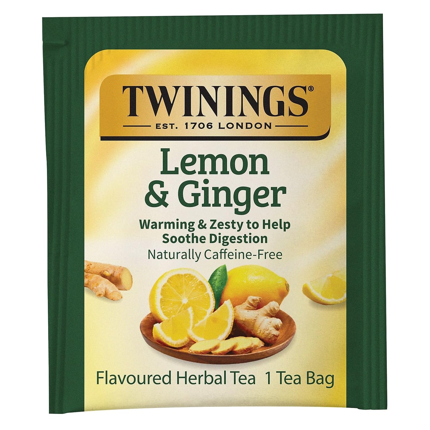 Twinings Lemon & Ginger Herbal Tea Bags, 25 Count, TNA85145