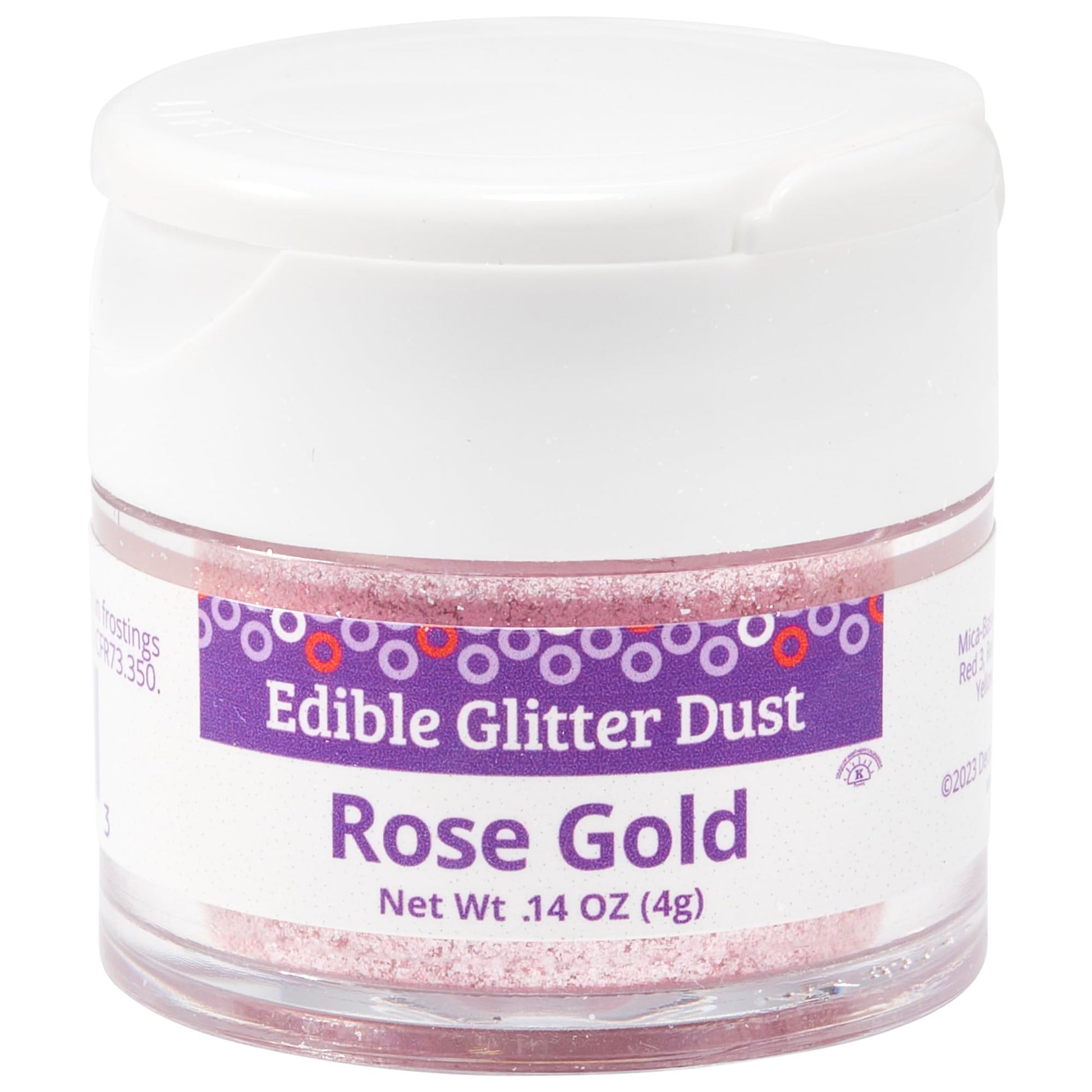DecoPac Edible Glitter Dust | Rose Gold | Edible Sparkle Powder For Cake Decorating, Cakes, Cupcakes, Cookies, and Donuts - 4g