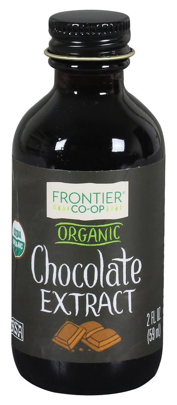 Frontier Co-Op Organic Chocolate Extract, 2 Ounce Glass Jar, Warm Flavor For Desserts, Cheesecake, Coffee And Smoothies