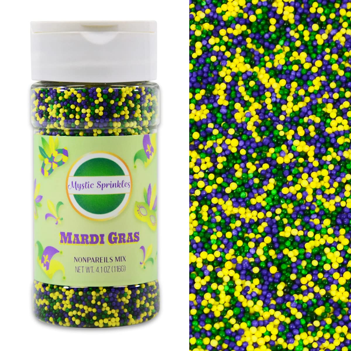 Mystic Sprinkles Mardi Gras Sprinkle Mixes (Mardi Gras Nonpareil Mix)
