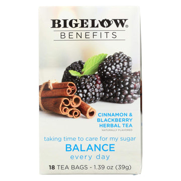 Bigelow Benefits Herbal Tea (Pack Of 2) Cinnamon & Blackberry Herbal Tea, 18 Count (Pack Of 2)
