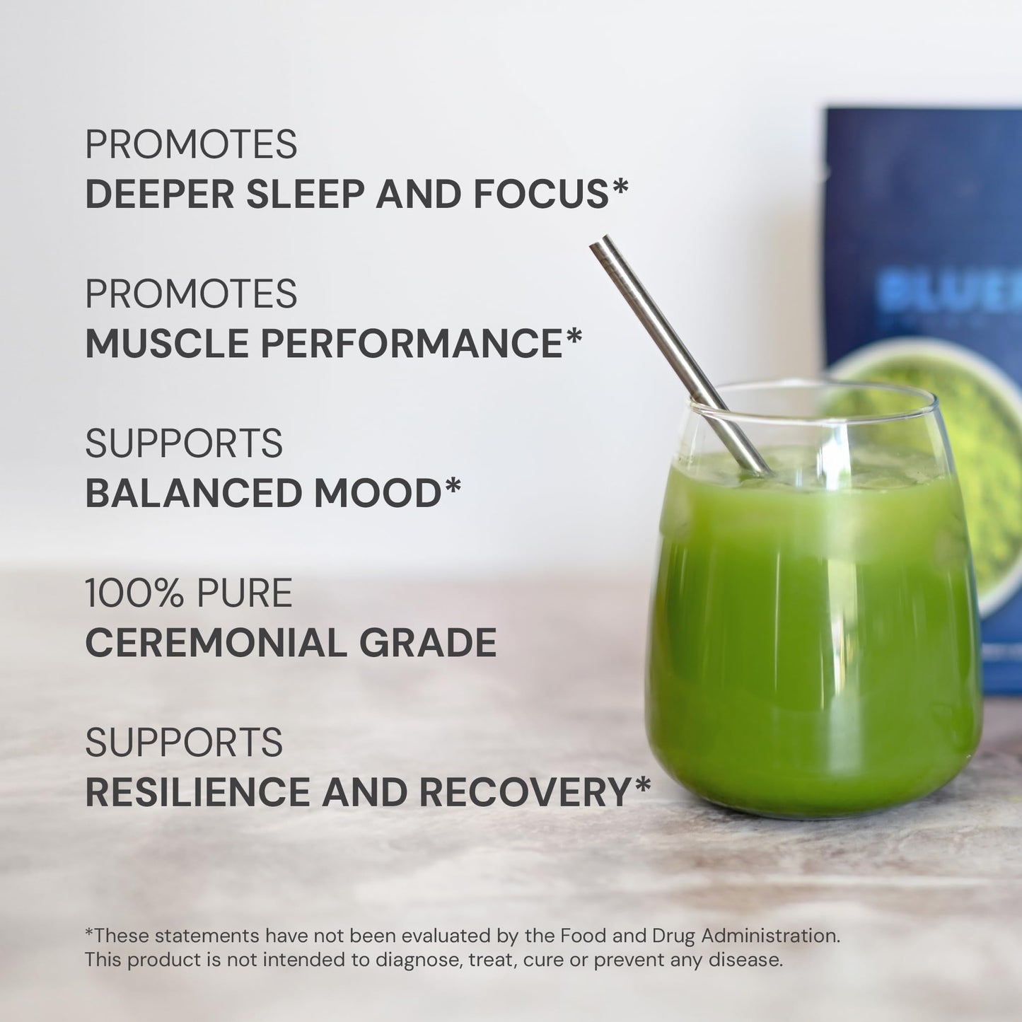 Blueprint Bryan Johnson Matcha Powder - Ceremonial Grade Japanese Matcha - Green Tea for Energy & Focus - Natural Caffeine  Antioxidant-Rich - 30mg L-Theanine- 30 Servings