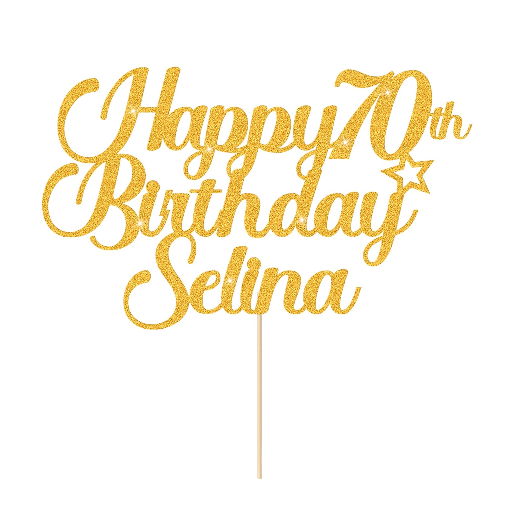 EDSG Personalized Birthday Cake Topper - Double-Sided Glitter, Customizable Name & Age, Gold Plastic Decoration
