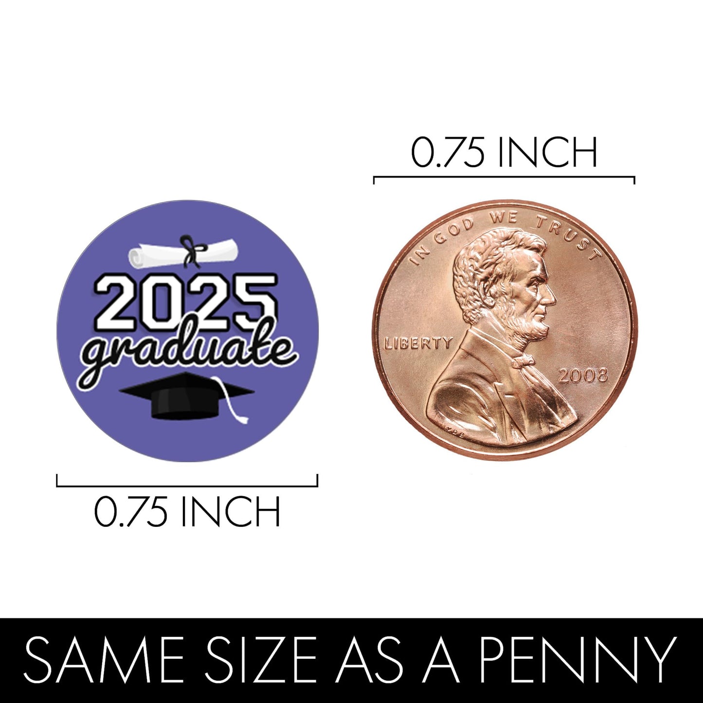 Purple Graduation Party Stickers For Kisses Candy, Chocolate Drops, 2025 Grad Party Favors - 180 Count