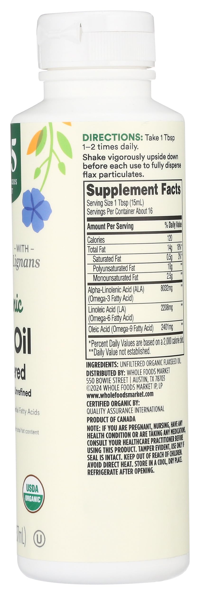 365 Everyday Value, Organic Unfiltered Flax Oil High Lignan, 8 fl oz