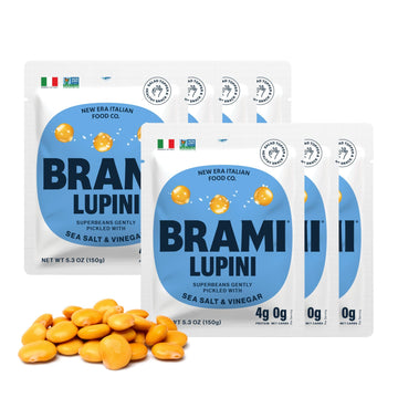 BRAMI Lupini Beans Snack, Sea Salt & Vinegar | 7g Plant Protein, 0g Net Carbs | Vegan, Vegetarian, Keto, Plant Based, Mediterran