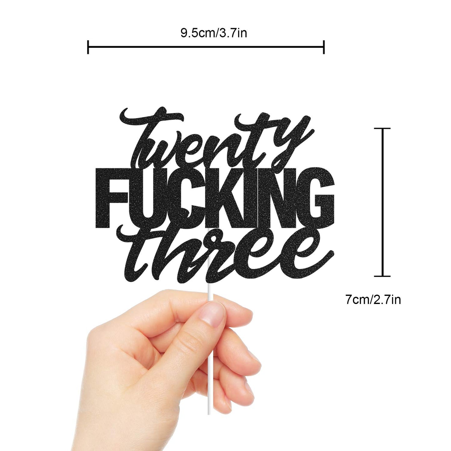 Twenty Three Black Glitter Cake Toppers 23 Years Old 23Rd Birthday Party Decorations Supplies